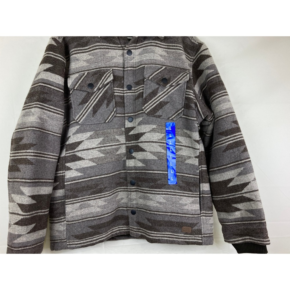 NWT Jachs NY Shirt Jacket Mens L Gray Aztec Sherpa Lined Shacket Southwestern - Picture 4 of 12